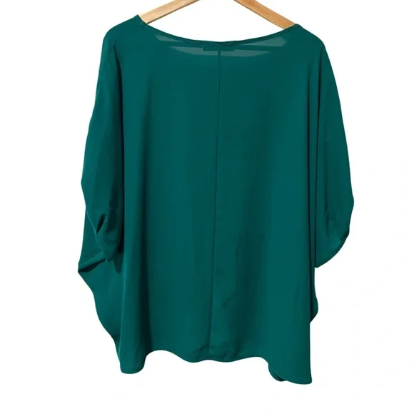 S-Twelve Made in USA Emerald Green Oversized Dolman Sleeve Blouse 3X - Picture 2 of 6